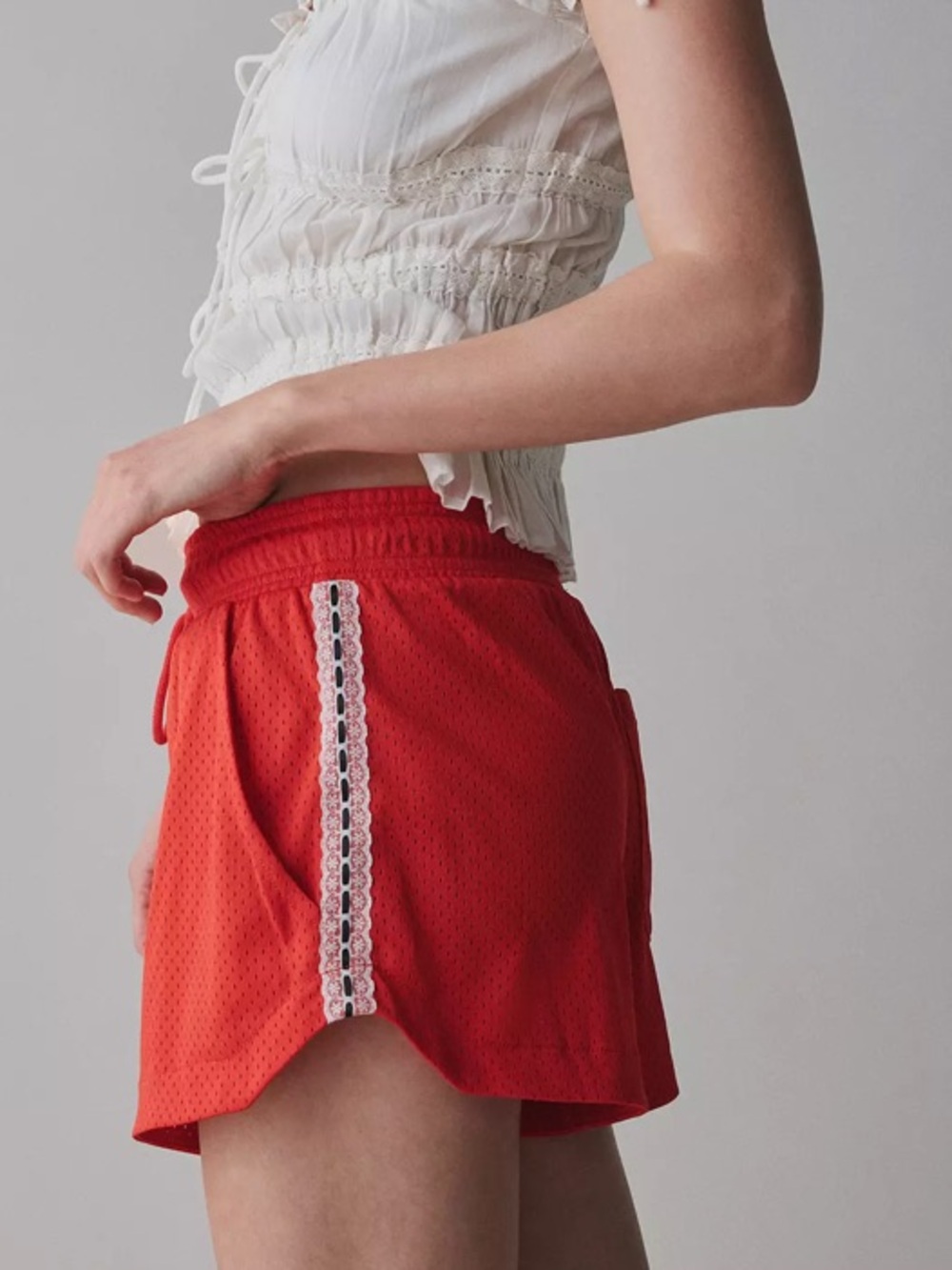 BDG On the Court Nylon Track Shorts Lace Trim Urban Outfitters XL